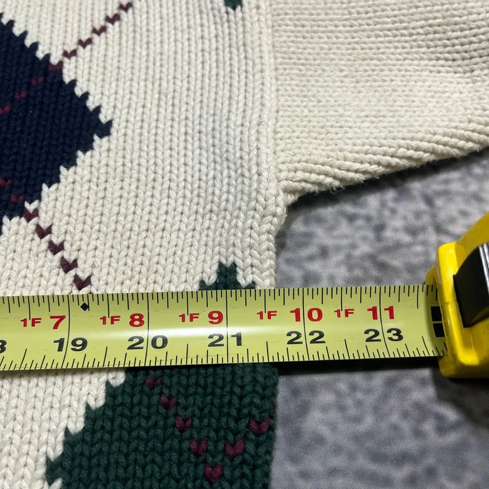 Vintage Tommy Hilfiger Sweater Mens‎ Large Cream Casual Pattern Cotton Jumper